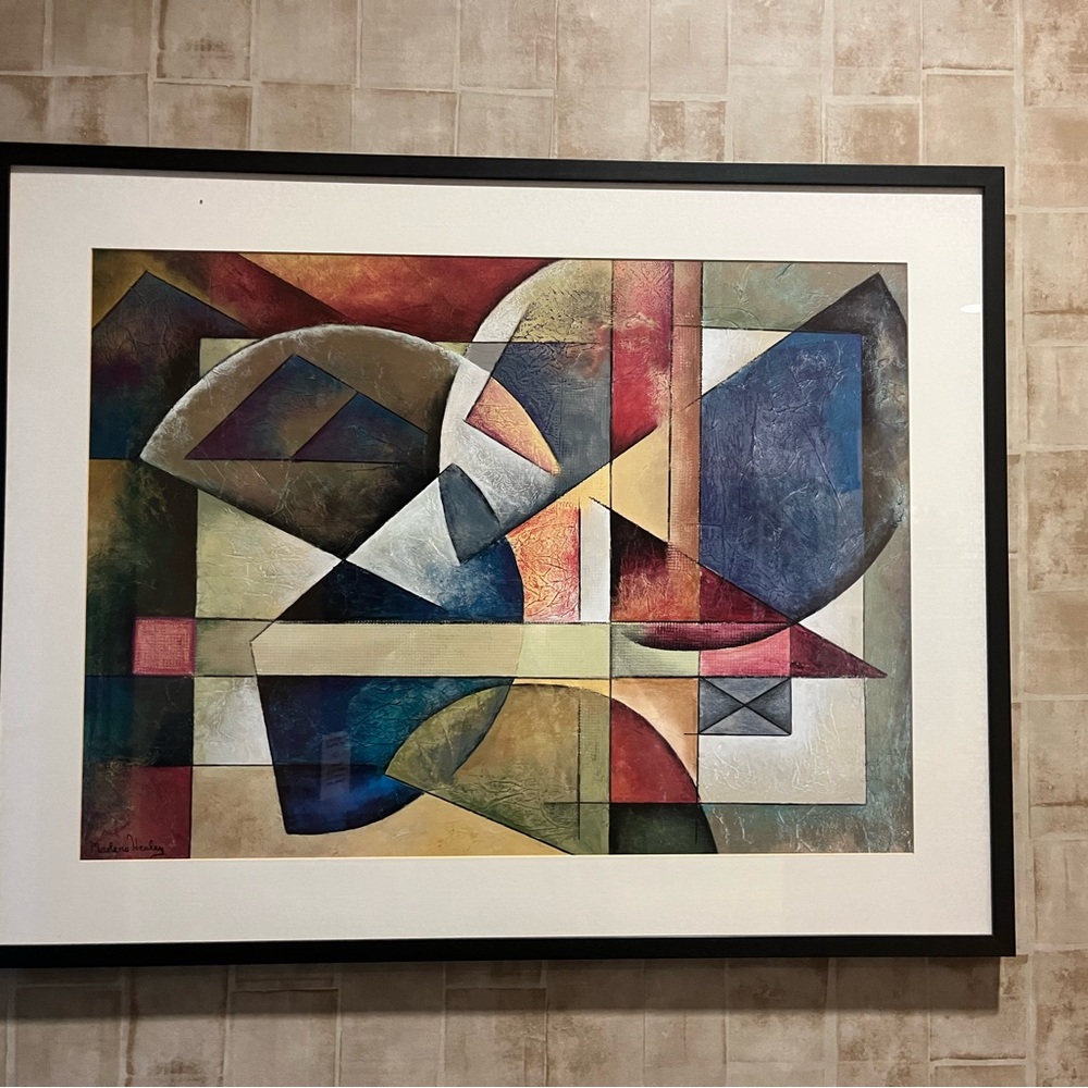 Abstract Geometric Art Print in Black Frame